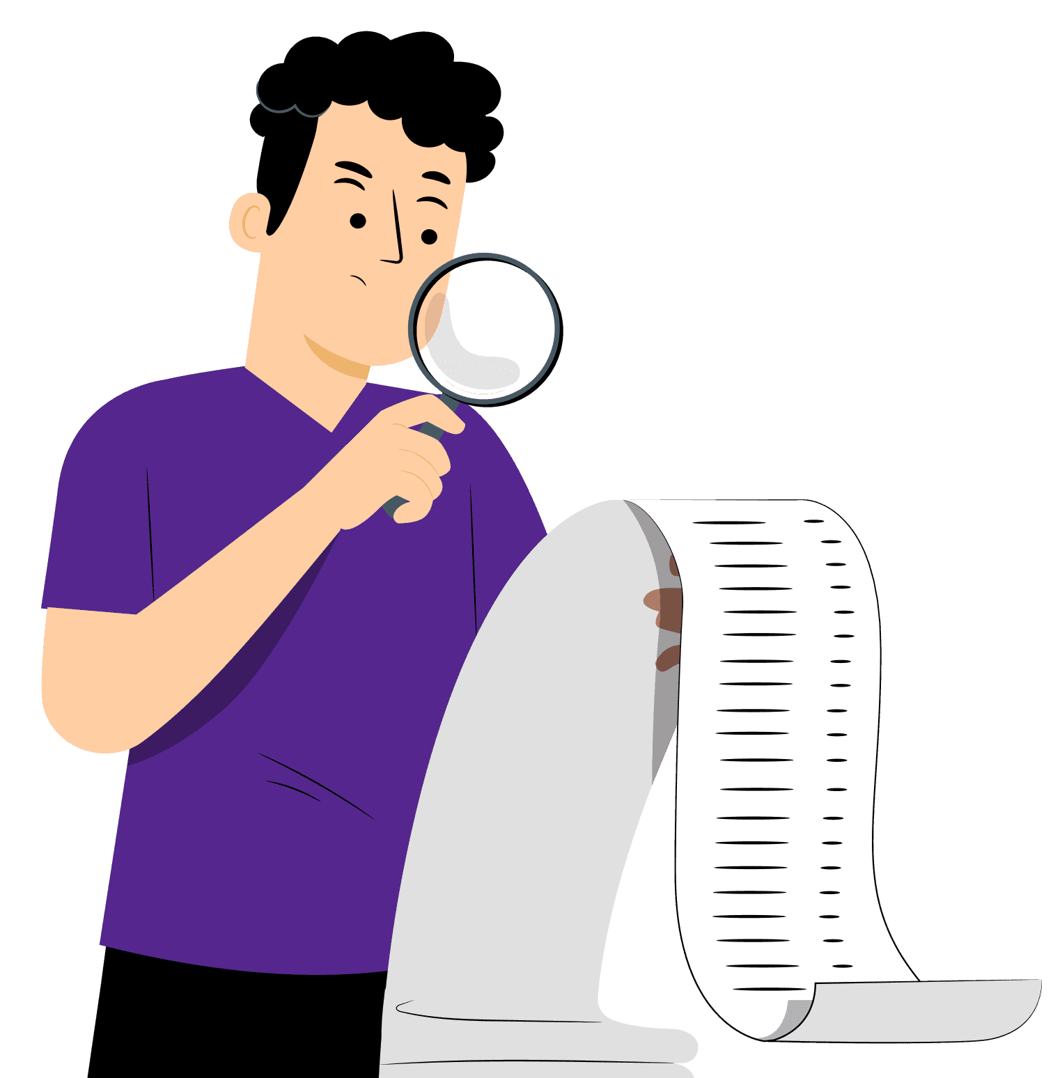 Illustration of a man checking a long list to understand personal loan eligibility details.