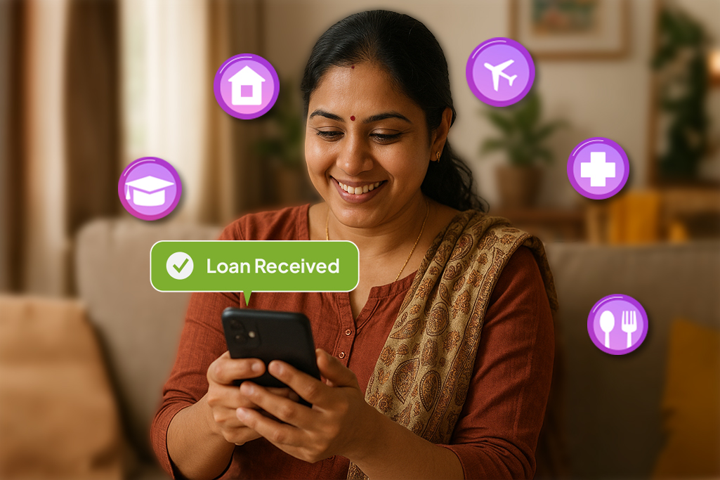 5 Benefits of Personal Loan for Women in India Smiling woman receiving instant personal loan on FatakPay app for education, travel, or wellness.